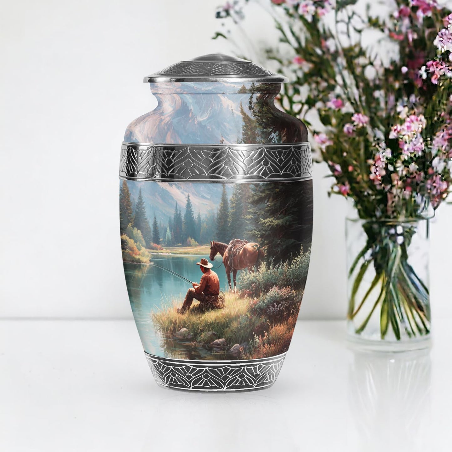 Cowboys Urns for Human Ashes Adult Female and Male, Decorative Cremation Urns for Human Ashes, (Classic Large, 10 Inch)