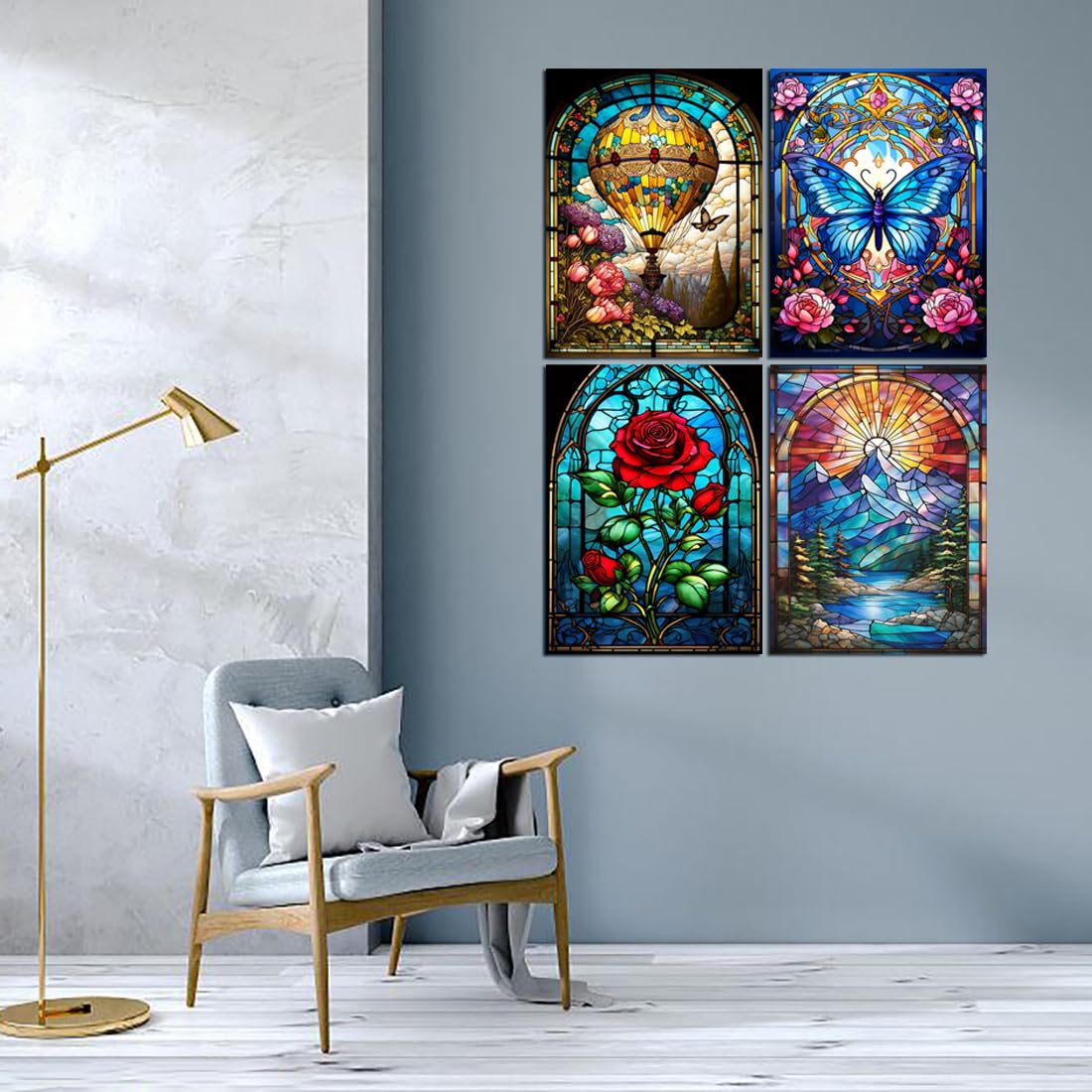 Muzagroo Art 5D Diamond Painting Kits for Adults, DIY Diamond Art Kits for Beginners, Turtle Diamond Dot Kits Gem Arts and Crafts for Living Room, Gem Painting Bedroom 4 PCS Wall Art