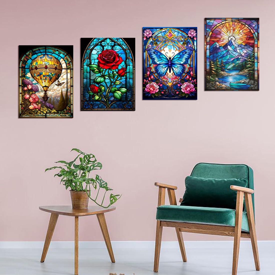 Muzagroo Art 5D Diamond Painting Kits for Adults, DIY Diamond Art Kits for Beginners, Turtle Diamond Dot Kits Gem Arts and Crafts for Living Room, Gem Painting Bedroom 4 PCS Wall Art