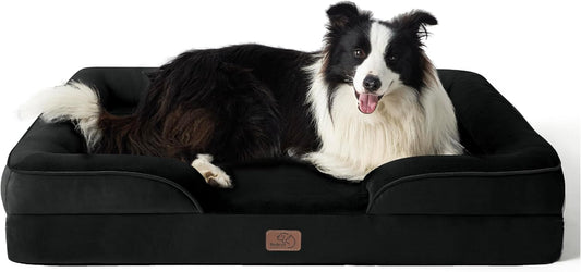 Bedsure Dog Sofa Bed Extra Large - Washable Orthopedic Dog Beds and Couch with Removable Flannel Zipper Cover, XL Plus Waterproof Human Dog Bed for Adults, Squre Pet Bed