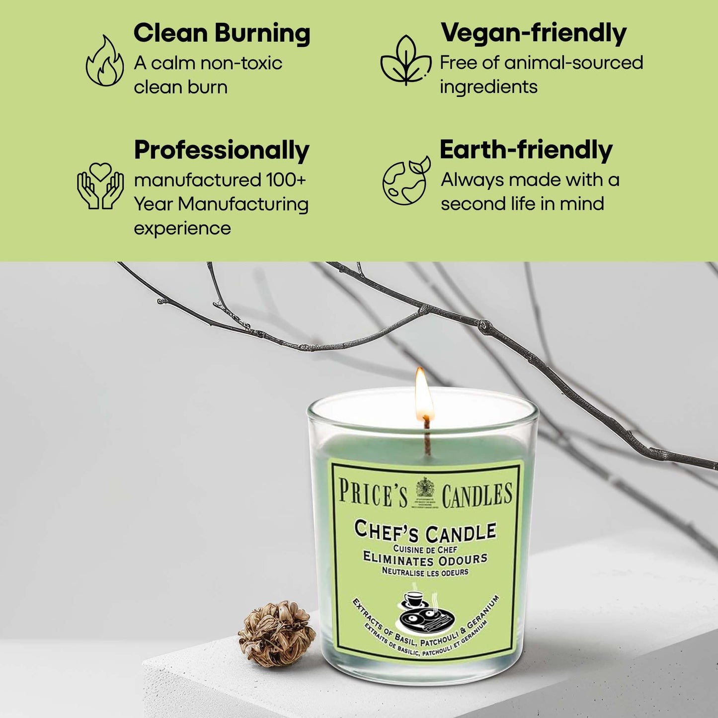 Price's - Household Pet Jar Candle - Odour Eliminating Candle - Made With Orange, Lemon & Thyme Extracts - Clean, Fresh, Quality Fragrance - Long Lasting Scent