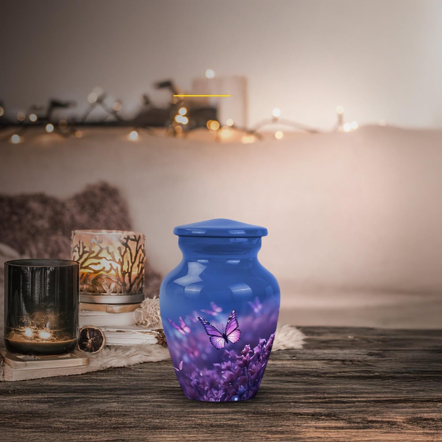 YASUBJAG Dove Urn - Aluminium Cremation Urn for Adults, Multicolor, Birds Pattern, 10 Inch