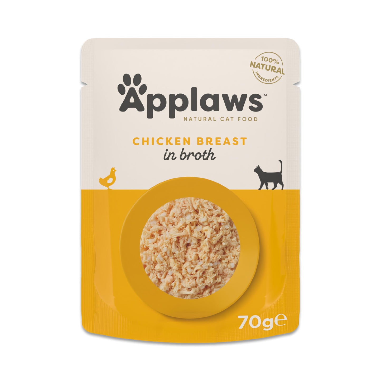 Applaws 100% Natural Wet Cat Food, Pouch Multipack Chicken Selection in Broth, 70 g (12 x 70 g Pouches)
