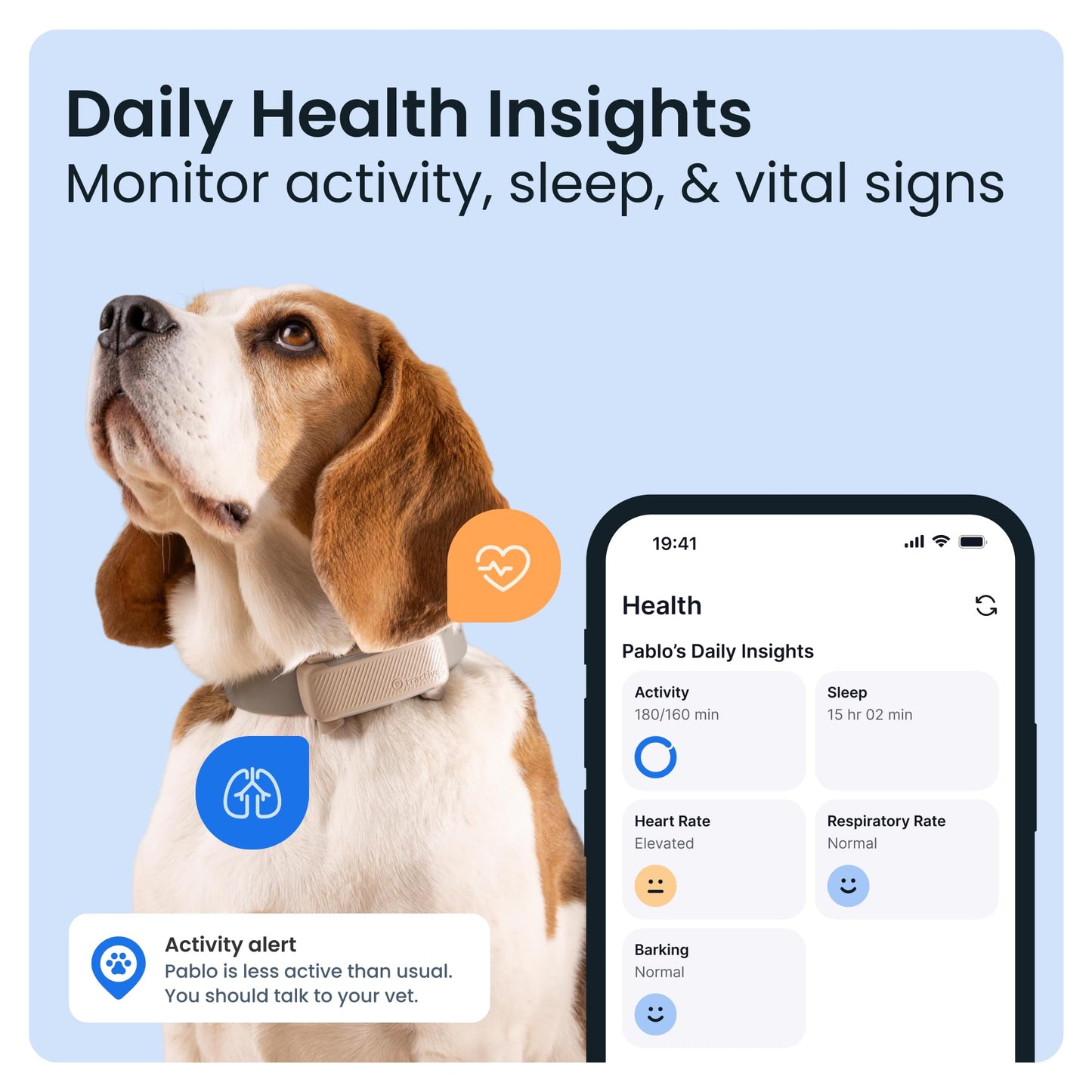 Tractive Smart Dog Tracker | 2025 Edition | Real-time GPS Tracking | Escape & Health Alerts | Vitals Monitoring | Market Leader (Black)