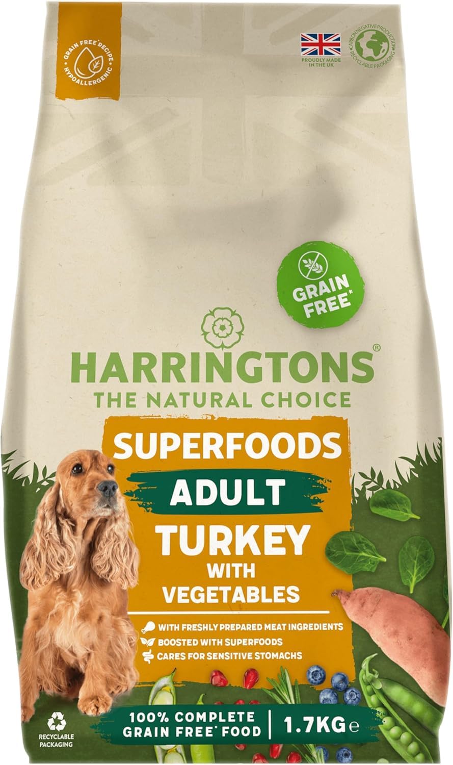Harringtons Superfoods Complete Grain Free Hypoallergenic Dry Adult Dog Food - Made with All Natural Ingredients