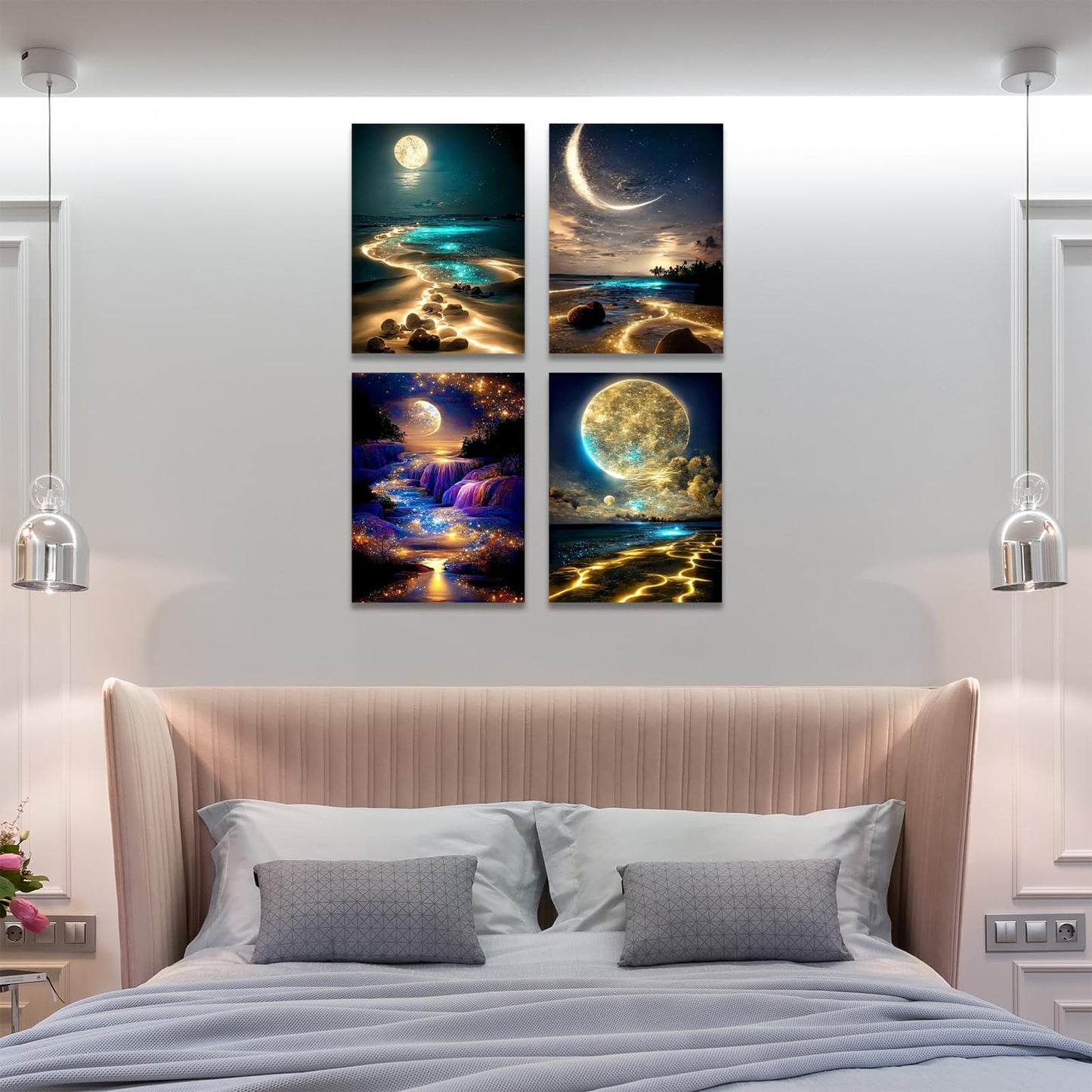 Muzagroo Art 5D Diamond Painting Kits for Adults, DIY Diamond Art Kits for Beginners, Turtle Diamond Dot Kits Gem Arts and Crafts for Living Room, Gem Painting Bedroom 4 PCS Wall Art