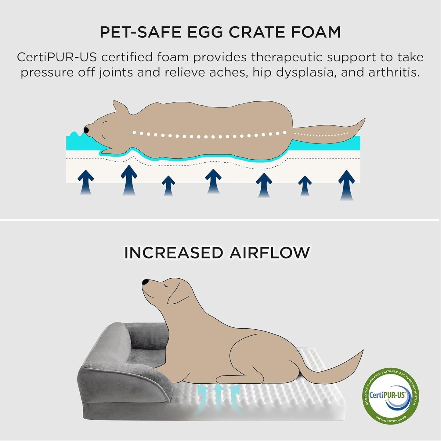 Bedsure Dog Sofa Bed Extra Large - Washable Orthopedic Dog Beds and Couch with Removable Flannel Zipper Cover, XL Plus Waterproof Human Dog Bed for Adults, Squre Pet Bed