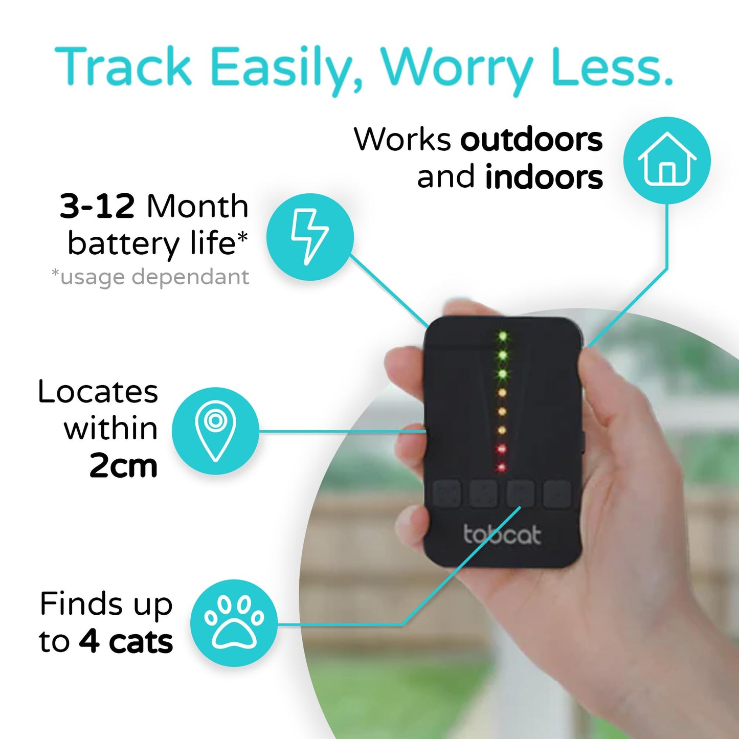 V2 Cat & Kitten Tracker - More Accurate than GPS - No Monthly Fee or Subscription - Includes 2 Homing Tags - Up To 150m Range - Small & Lightweight Tags Perfect to Find Indoor & Outdoor Cats