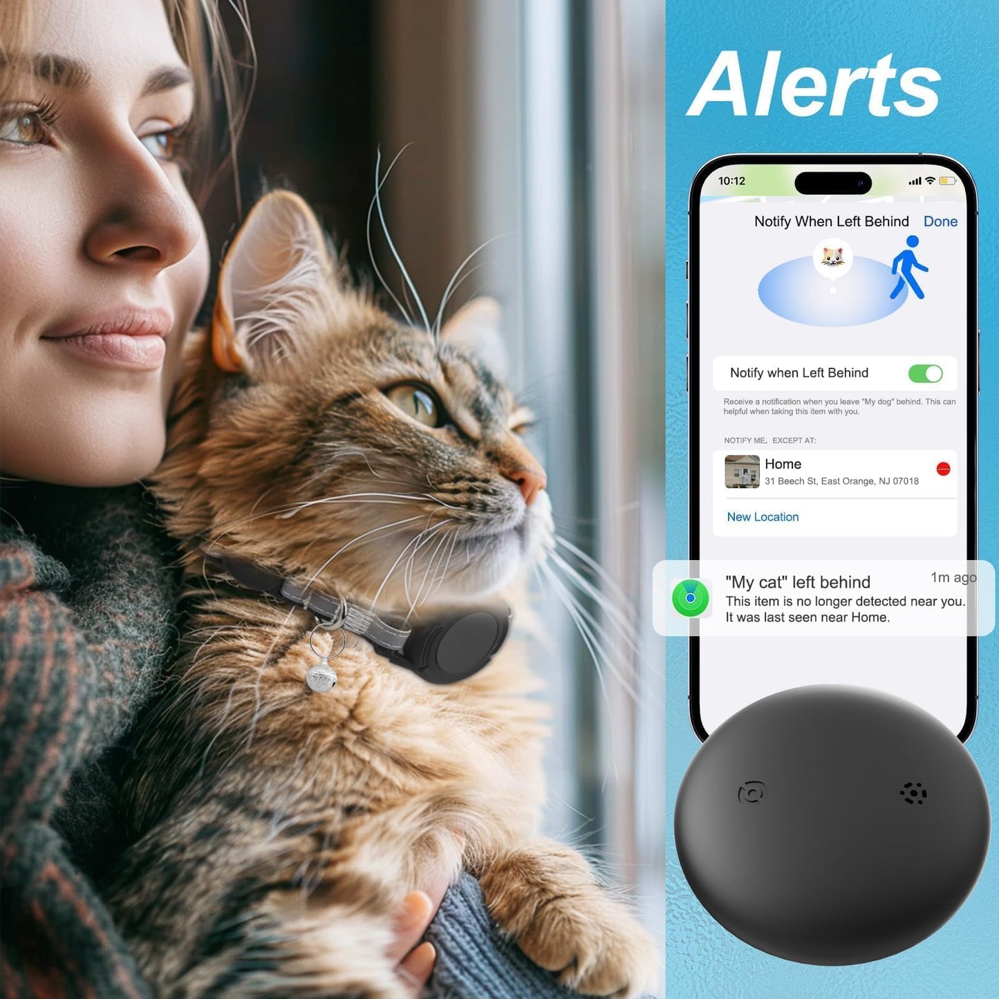 Cat Tracker - Real Time GPS Tracker for Cats - No Monthly Fee - Works with Apple Find My (Only iOS) - Elastic Cat Collar - GPS Tracking Device Cats Collar(1 Pack)