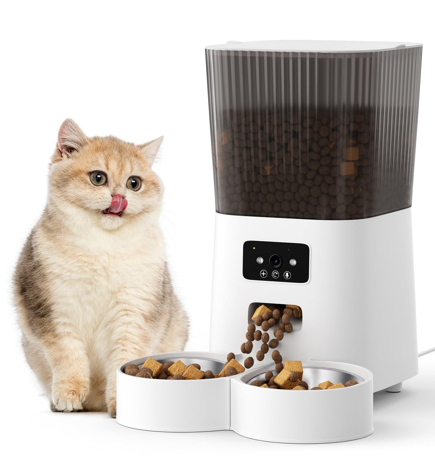 5L Cat Feeder Automatic with Timer, Automatic Cat Feeder, 1-9 Meals Per Day, Cats Food Dispenser with 2 Bowl, Auto Pet Feeder for 2 kittens and Small Dogs, Dual Power Supply     FREE DELIVERY