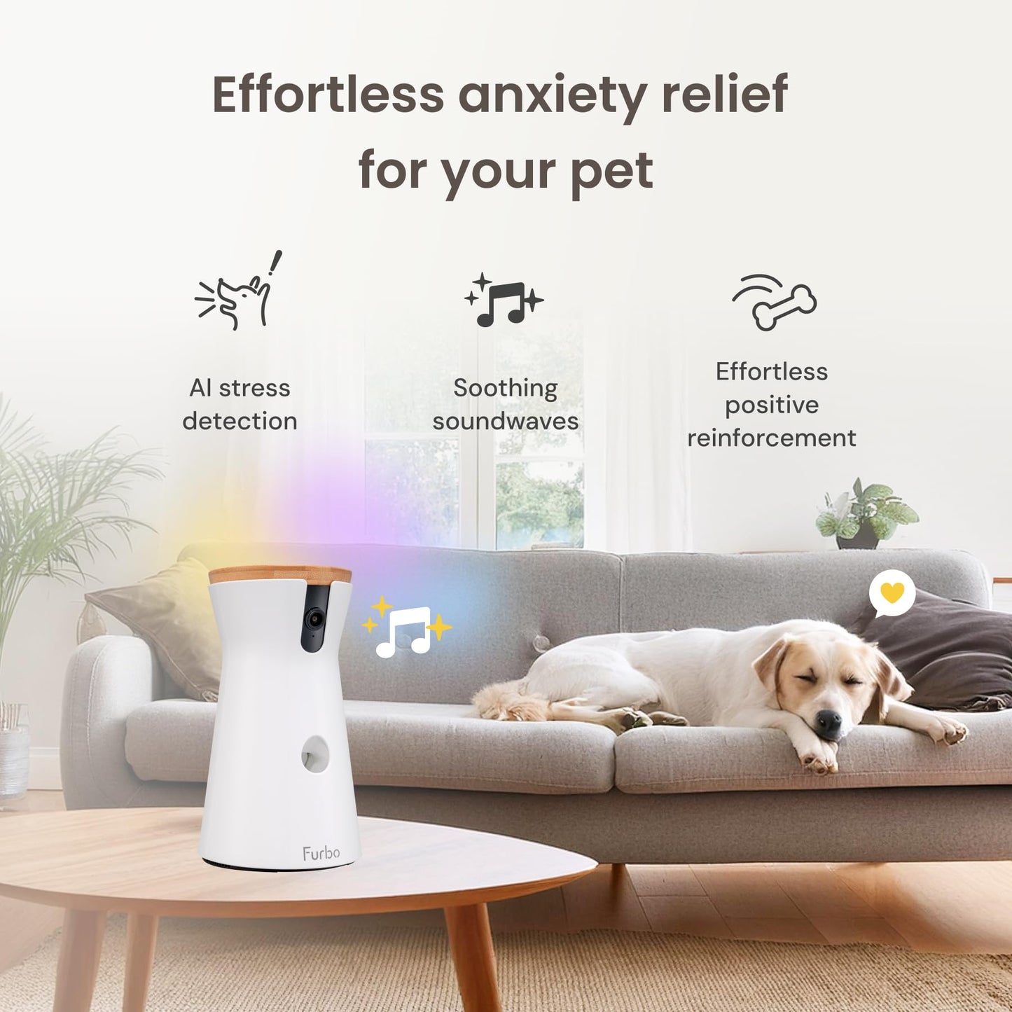 Furbo 360° Dog Camera w/Home Safety Package [PREMIUM W/SUBSCRPITION] Smart Pet Monitor w/App for Dog & Home, Rotating 360° View, Colour Night Vision, Auto-Tracking, Treat-toss, Barking, Smart Alert