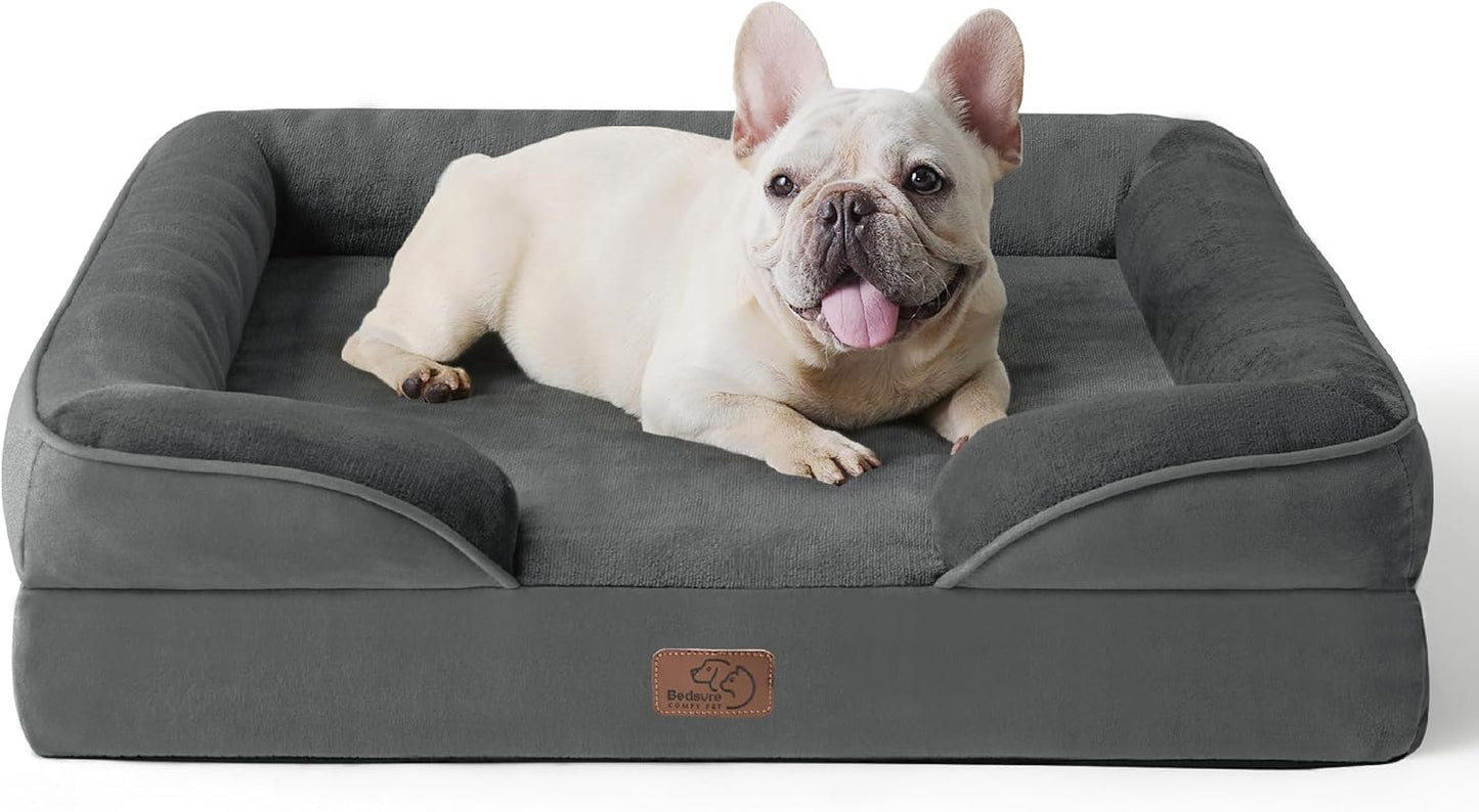 Bedsure Dog Sofa Bed Extra Large - Washable Orthopedic Dog Beds and Couch with Removable Flannel Zipper Cover, XL Plus Waterproof Human Dog Bed for Adults, Squre Pet Bed