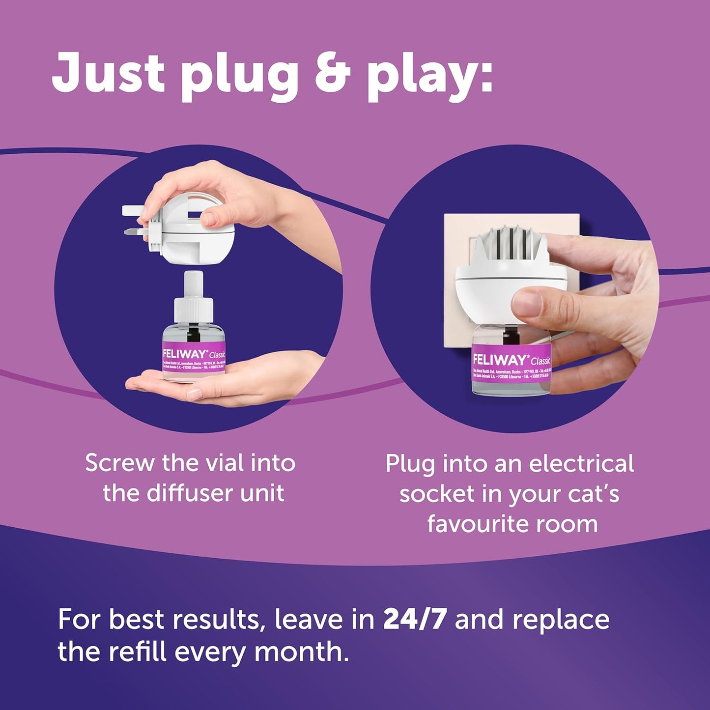 Feliway Classic 30 Day Starter Kit | Plug In Anxiety Relief Pheromone Diffuser For Cats With 48ml Feliway Classic Refill | Calm Your Cat And Reduce Behavioural Issues And Stress With Feliway Classic