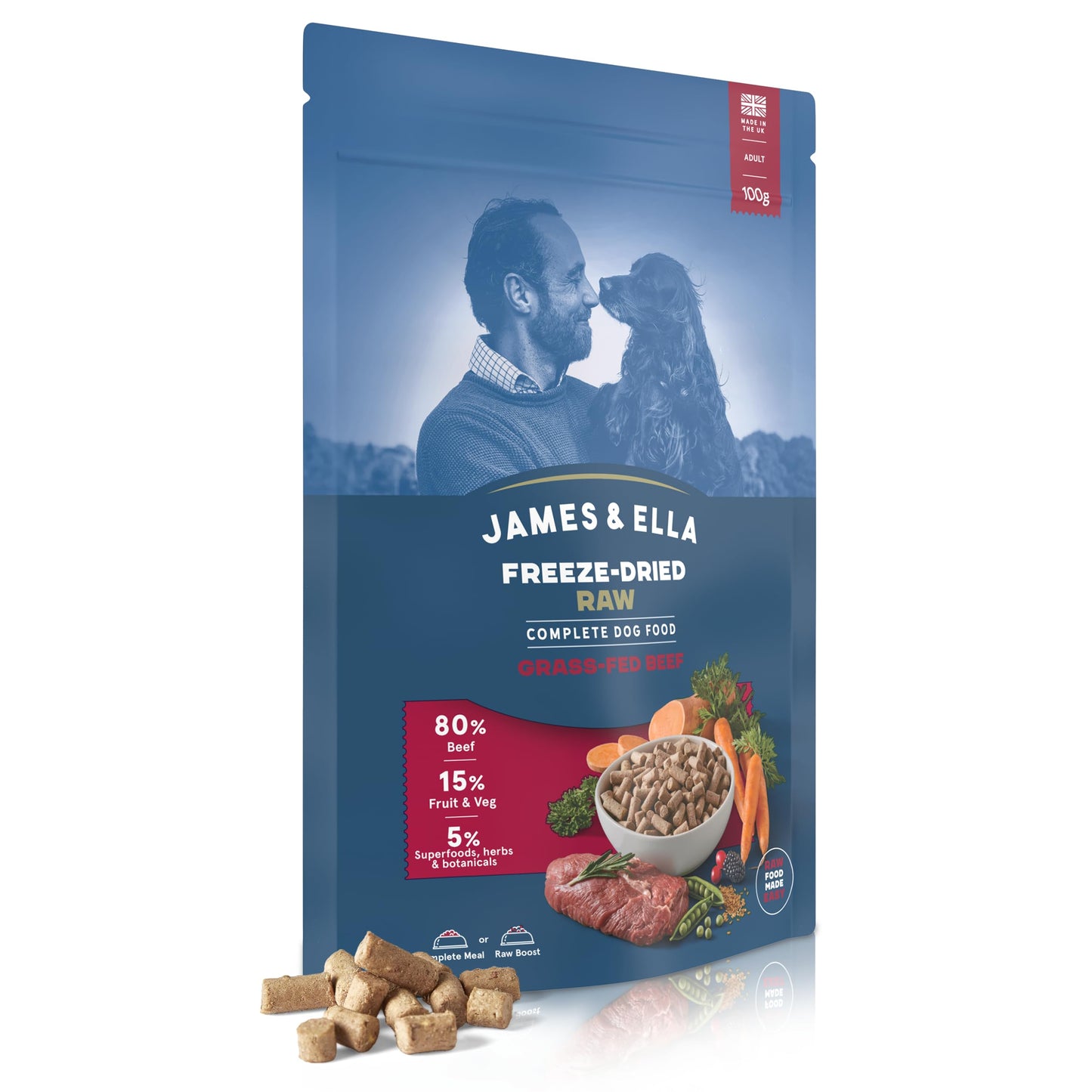James & Ella Complete Freeze-Dried Raw Dog Food ❘ Free Run Chicken ❘ Freeze-Dried Dog Food, Packed with Protein, Essential Oils & Minerals for Happy, Healthy Dogs, Lightweight & Gluten Free (500g)
