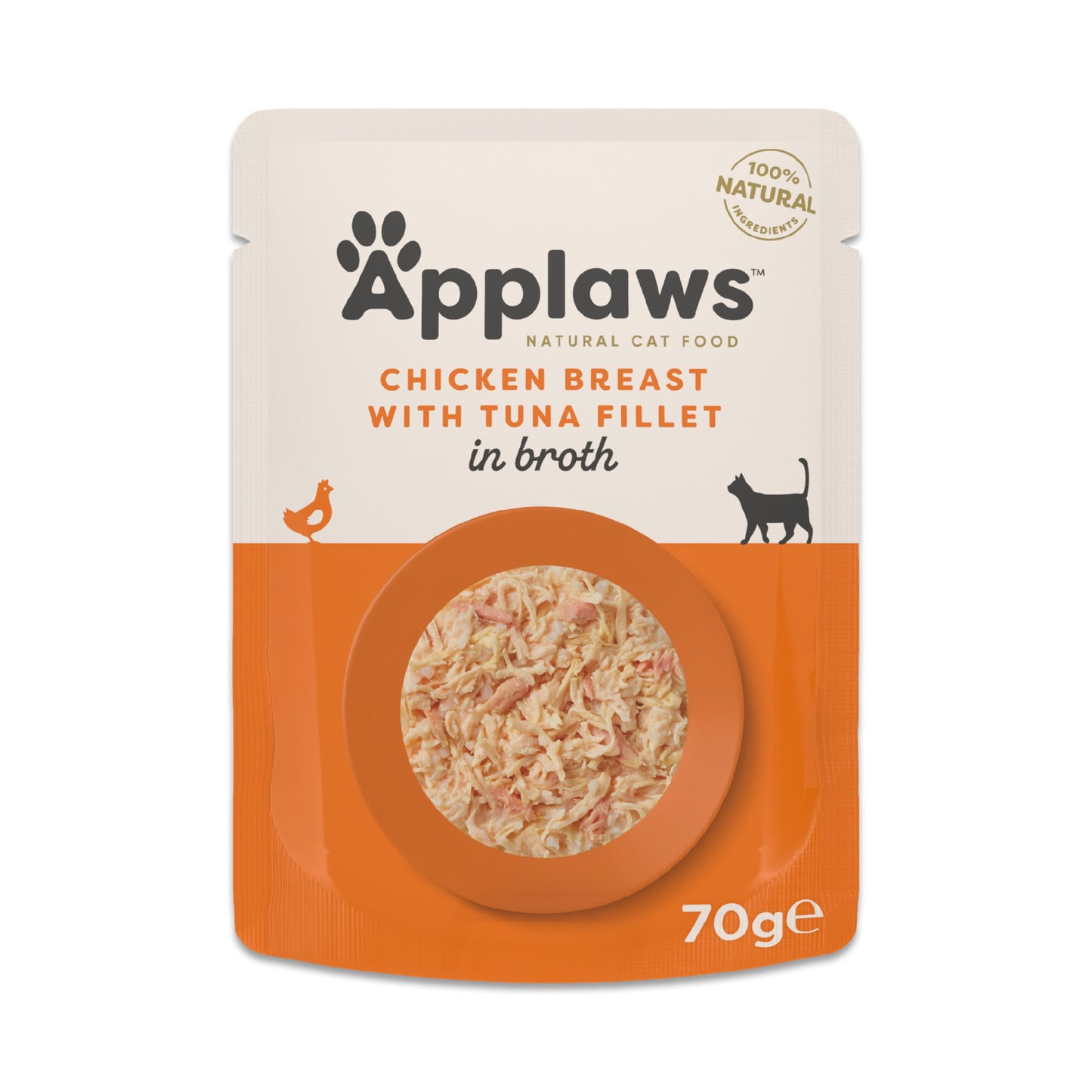 Applaws 100% Natural Wet Cat Food, Pouch Multipack Chicken Selection in Broth, 70 g (12 x 70 g Pouches)