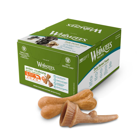 WHIMZEES By Wellness Rice Bone, Dog Dental Sticks, 9 Pieces, Size M/L, Dog Chews for Medium to Large Breeds, Natural, Gluten-Free, Rawhide-Free, Vegetarian