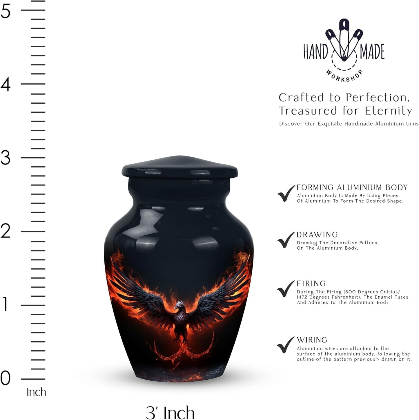 YASUBJAG Dove Urn - Aluminium Cremation Urn for Adults, Multicolor, Birds Pattern, 10 Inch