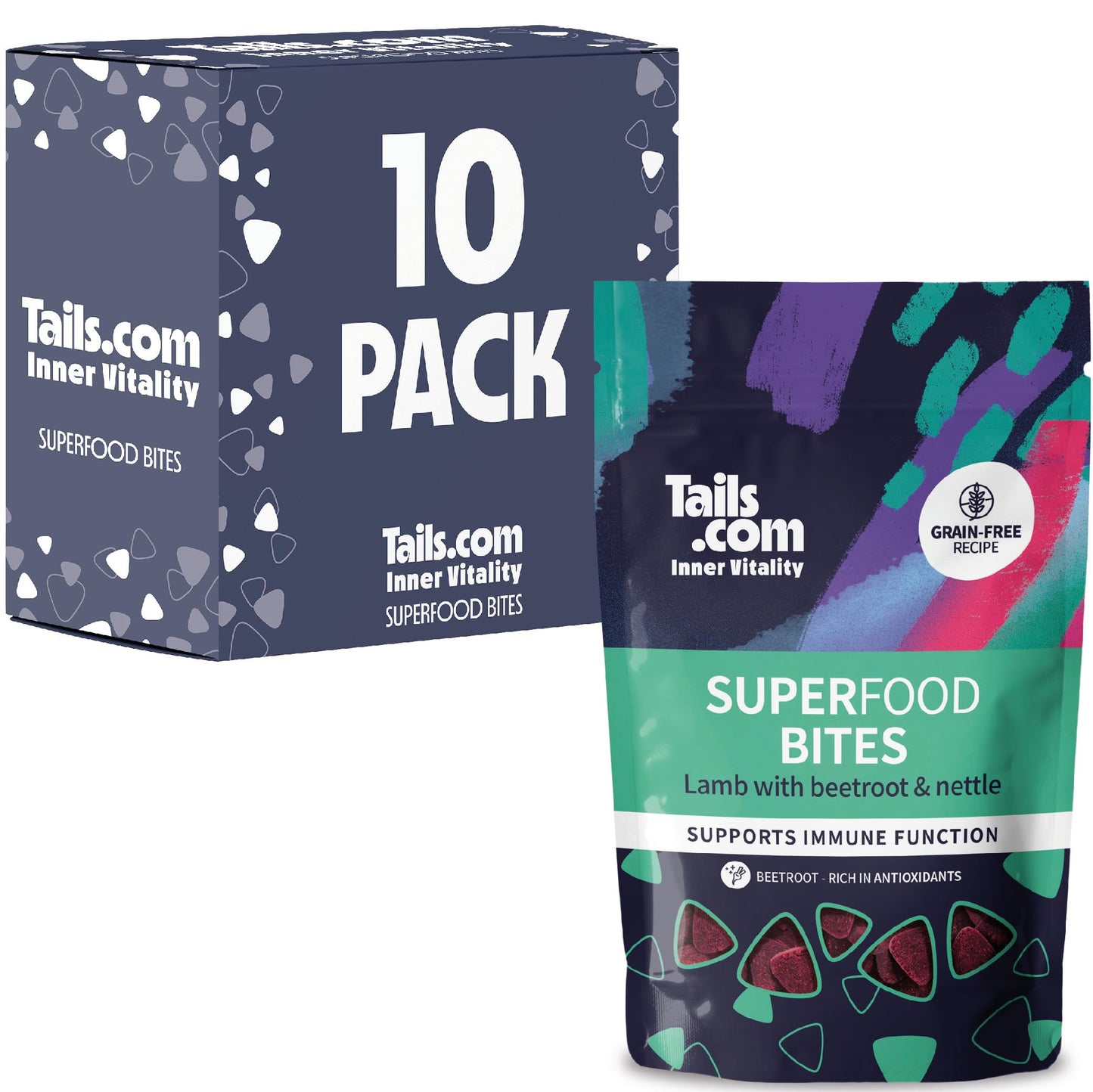 Tails.com Inner Vitality - Dog Treats Superfood Bites Salmon 10 x 80g - Grain free recipe - Rich in salmon, a source of Omega 3