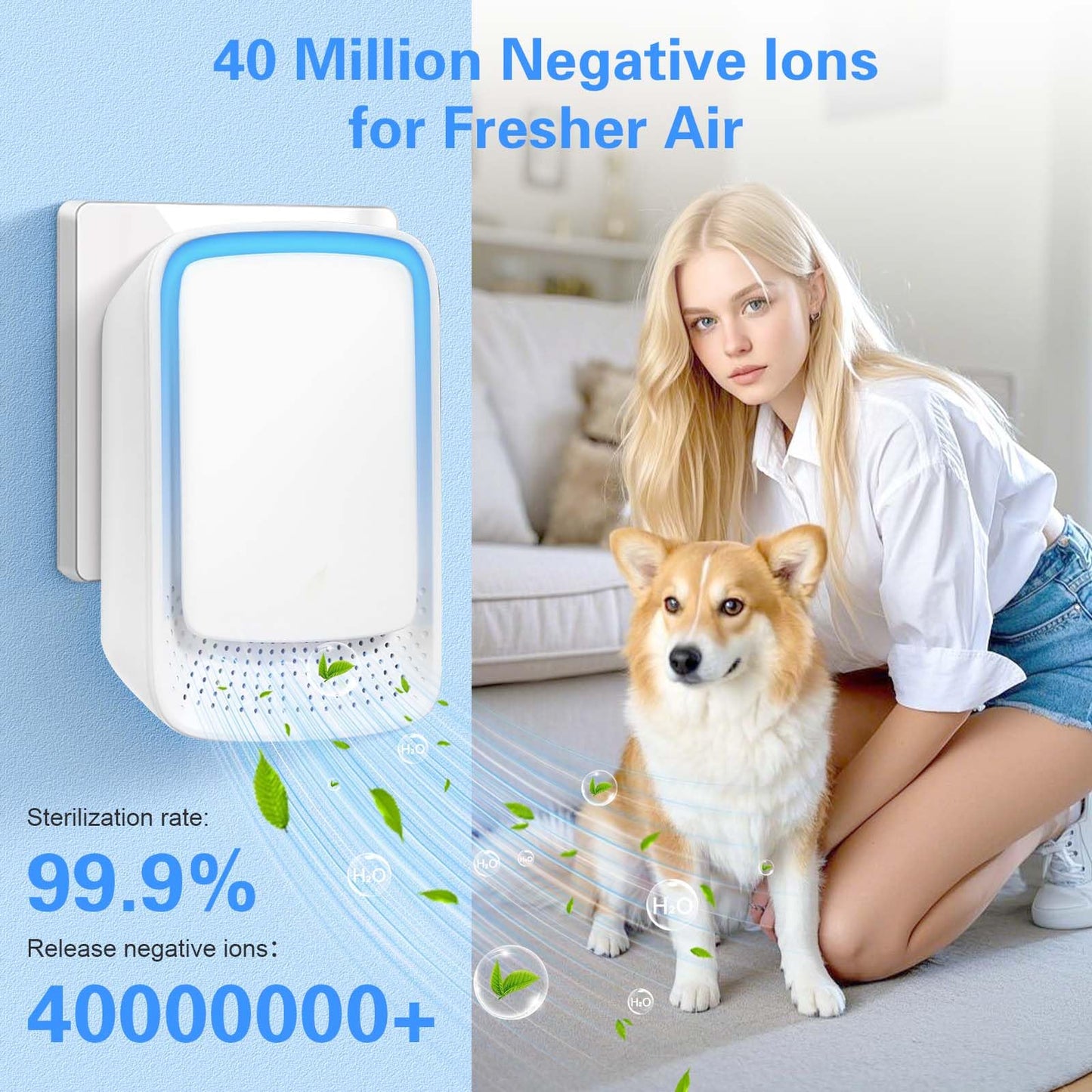 Air Purifier for Bedroom Home, 2 Pack Plug In Negative Ion Air Purifier, Portable Quiet Ioniser for Smokers, Reduces Odours from Pets/Toilet/Dust/Office/Home/Room (2)