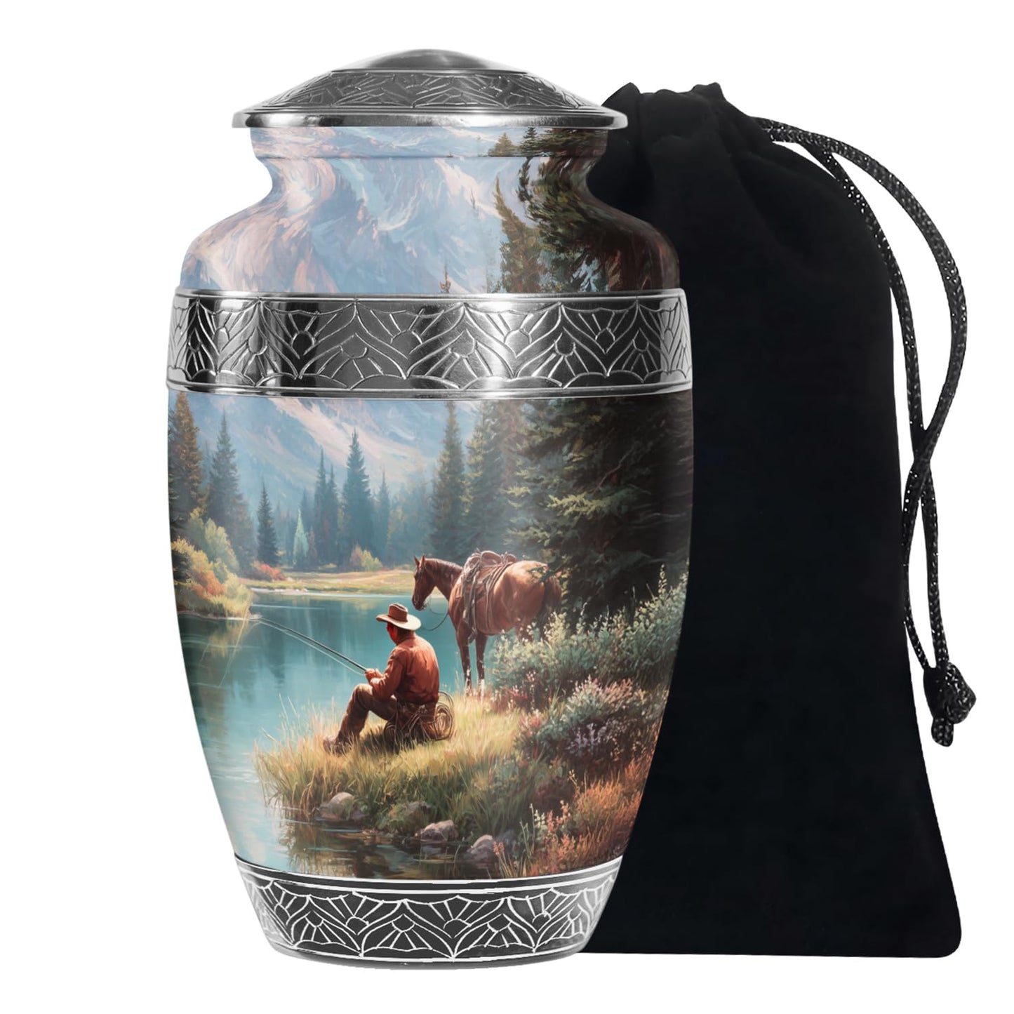 Cowboys Urns for Human Ashes Adult Female and Male, Decorative Cremation Urns for Human Ashes, (Classic Large, 10 Inch)