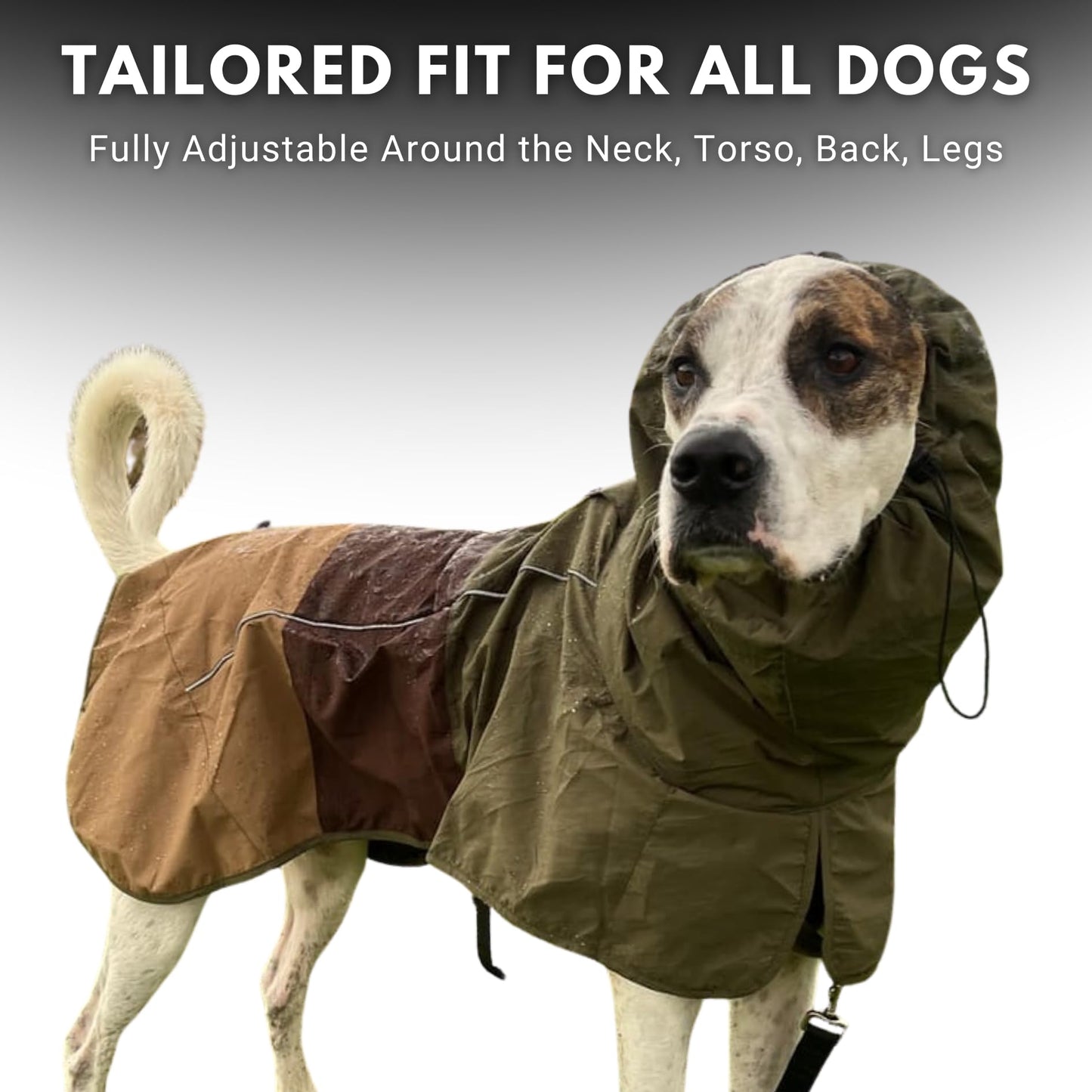 Spark Paws Dog Raincoat, Waterproof Windproof Rain Jacket, For Small Medium Large Extra Large Dogs, Reflective Breathable Full-body Coverage Dry Suit - Neon White Navy Blue, 2XL