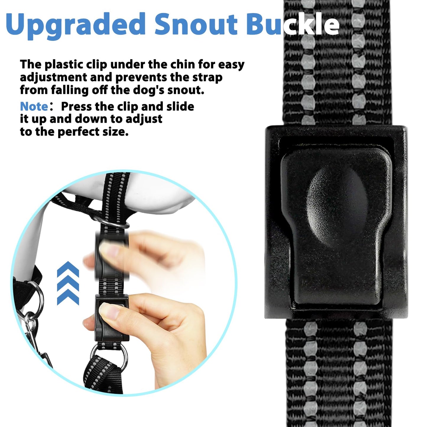 Mayerzon Dog Head Collar with Soft Padded, Gentle Leader for Medium Large Dogs, No Pull Head Harness, Anti Pull Adjustable Reflective Training Head Halter Collar (M)