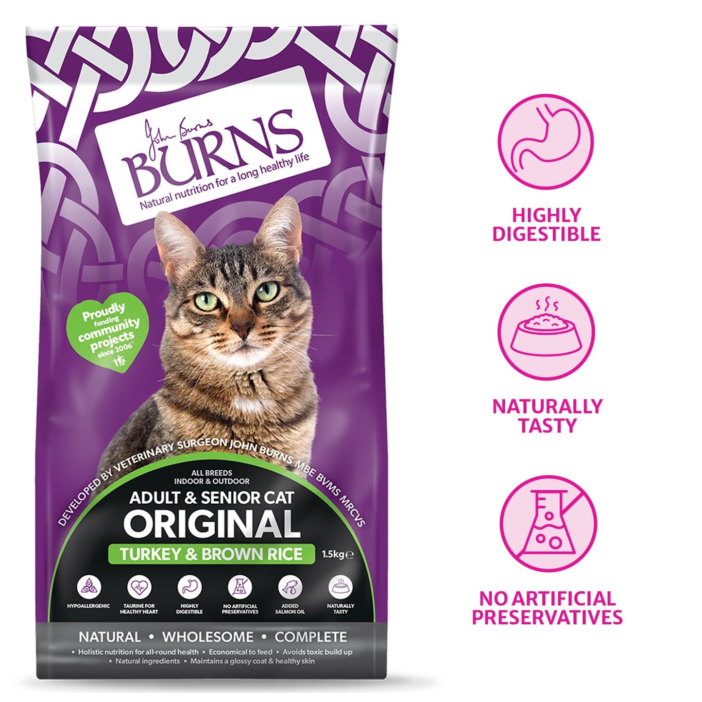 Burns Pet Nutrition Cat Food Sensitive Duck and Potato Grain Free 1.5 kg
