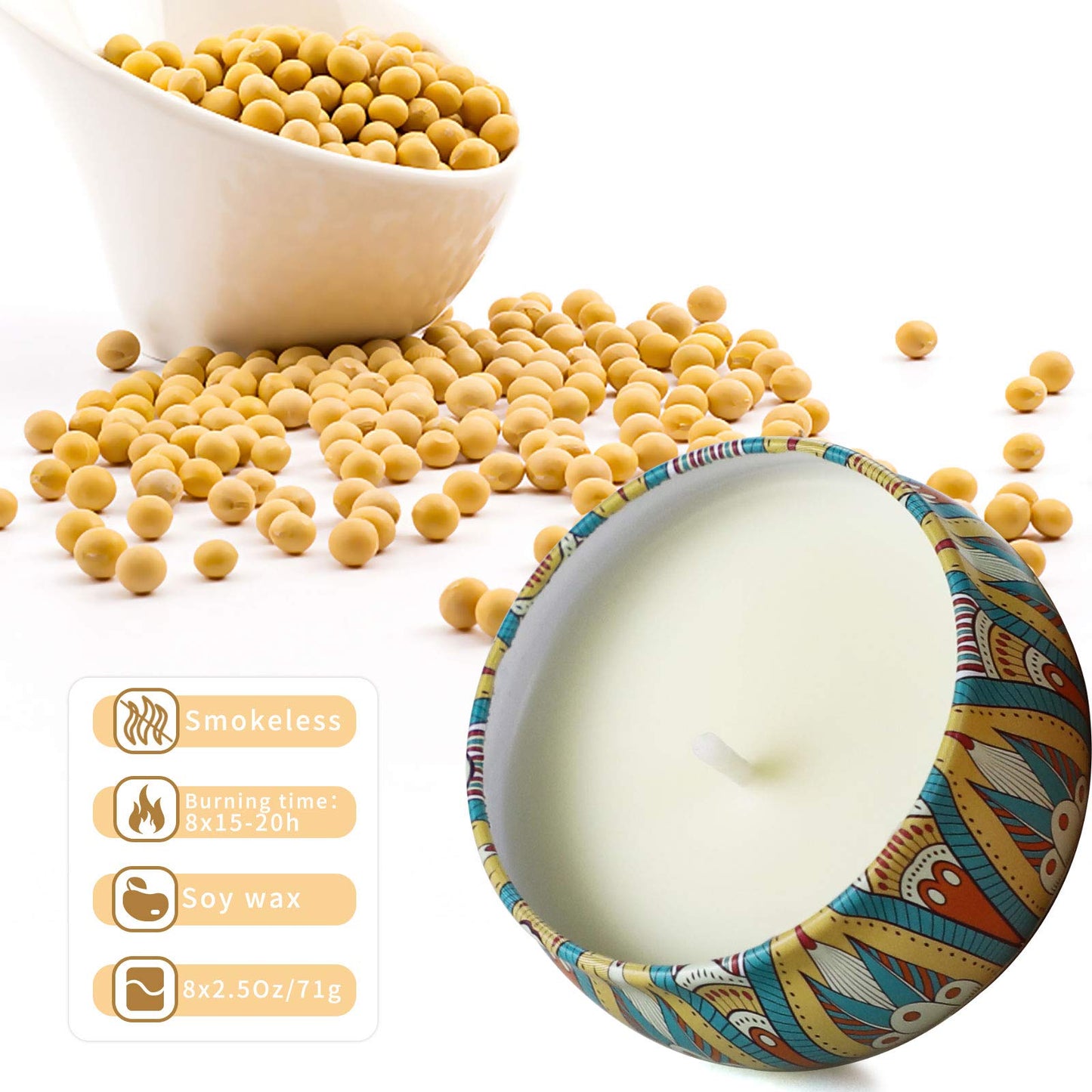 Yinuo Mirror Gifts for Women, 24 x 70 g Scented Candles Gift Set for Women, Soy Wax Aromatherapy Candles for Christmas, Birthday, Mother's Day, Valentine's Day, Bathroom, Yoga