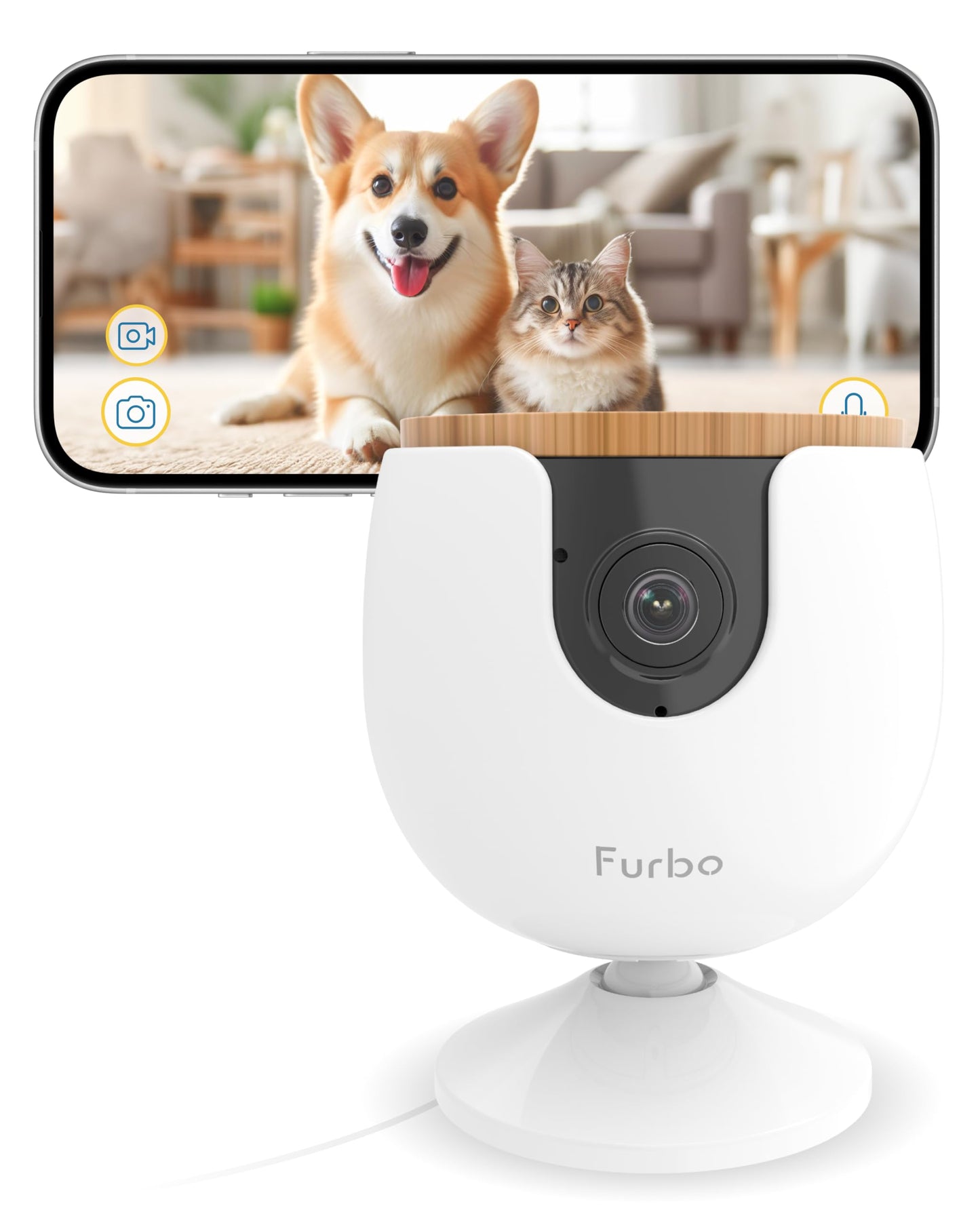 Furbo 360° Pet Camera w/Home Safety Package [PREMIUM W/SUBSCRPITION] Smart Pet Monitor w/App for Pet & Home, Rotating 360° View, Colour Night Vision, Auto-Tracking, Treat-toss, Barking, Smart Alert