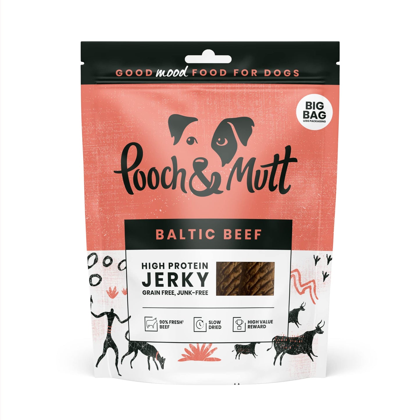 Pooch & Mutt - Meaty Jerky Treats, Grain Free Baltic Beef for Training Reward
