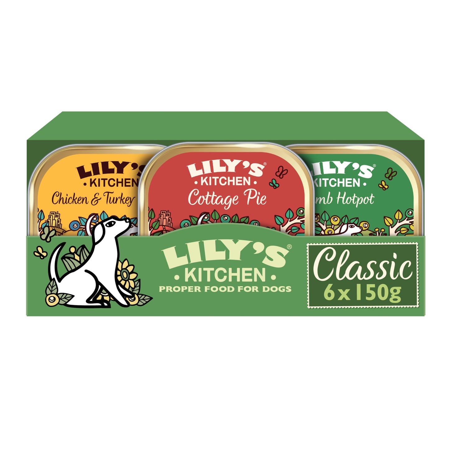 Lily's Kitchen Natural Adult Dog Food Wet Trays - Classic Dinners Multipack - Chicken, Lamb & Beef - Complete Meal Recipes