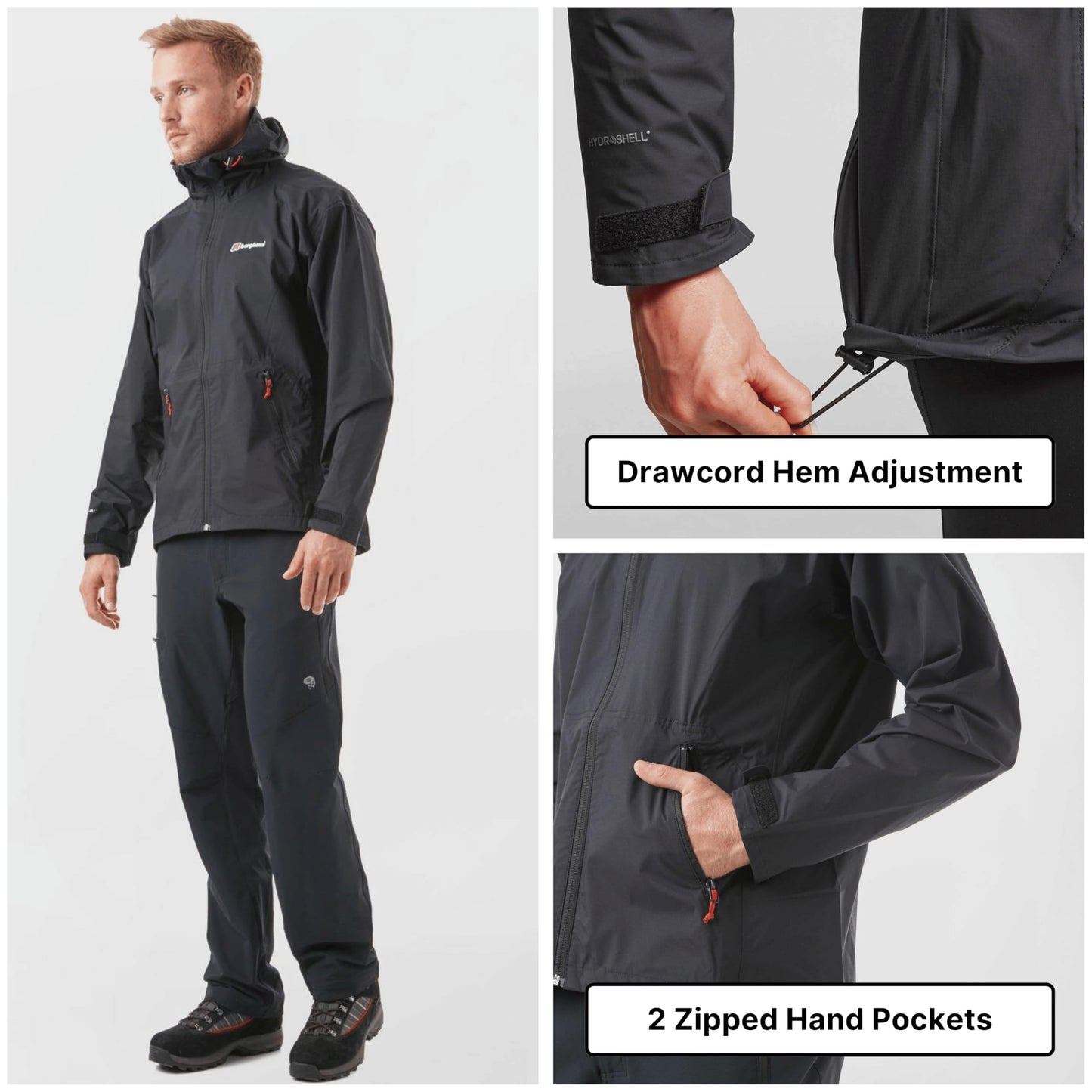 Berghaus Men’s Stormcloud Waterproof Jacket with Adjustable Hood and Drawcord Hem, Breathable, Lightweight & Durable Technical Raincoat, Ideal for Walking, Hiking & Outdoor Recreation