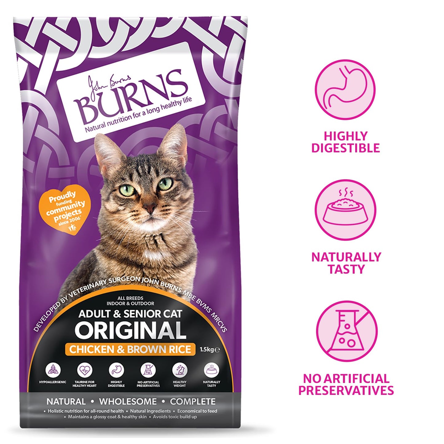 Burns Pet Nutrition Cat Food Sensitive Duck and Potato Grain Free 1.5 kg