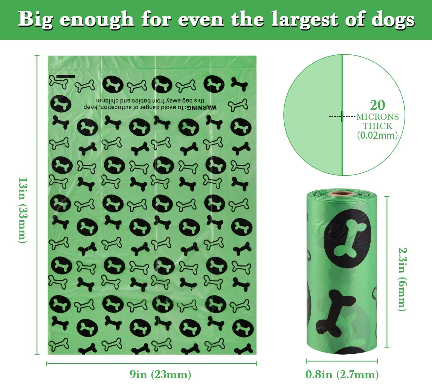 Nineaccy Biodegradable Dog Poo Bags with Holder-240 Large Poop Bags, Corn Starch Blended Compostable Poo Bag, Extra Thick Strong Leak Proof Poop Waste Bag for Dogs