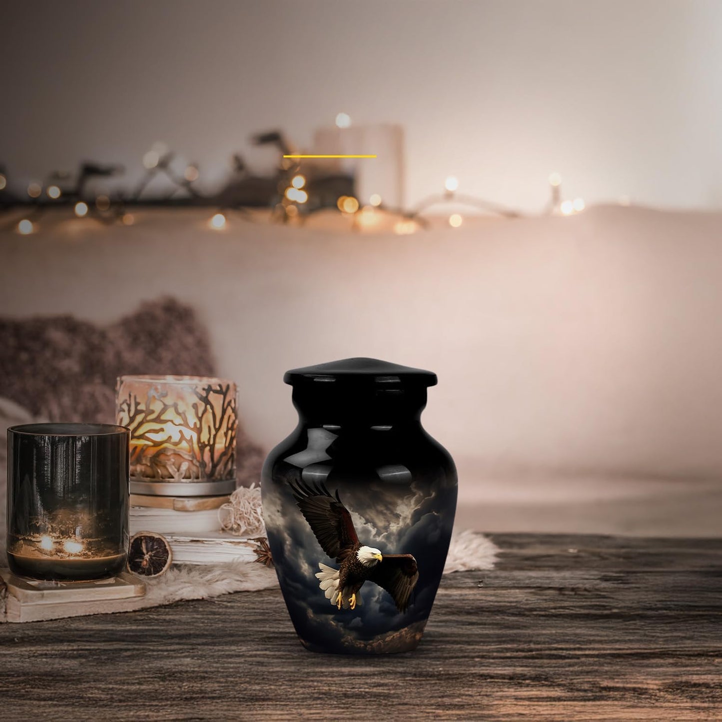 YASUBJAG Dove Urn - Aluminium Cremation Urn for Adults, Multicolor, Birds Pattern, 10 Inch