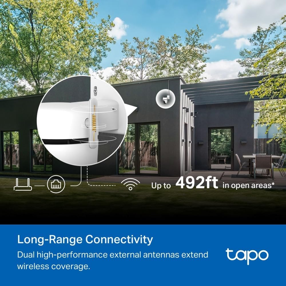 Tapo TC40 Pan/Tilt Smart Security Outdoor Camera, Full HD, 360° Smart Person Detection Motion Tracking, Color Night Vision, WiFi Camera No Monthly Fee, Two-Way Talk, IP65, Works with Alexa & Google
