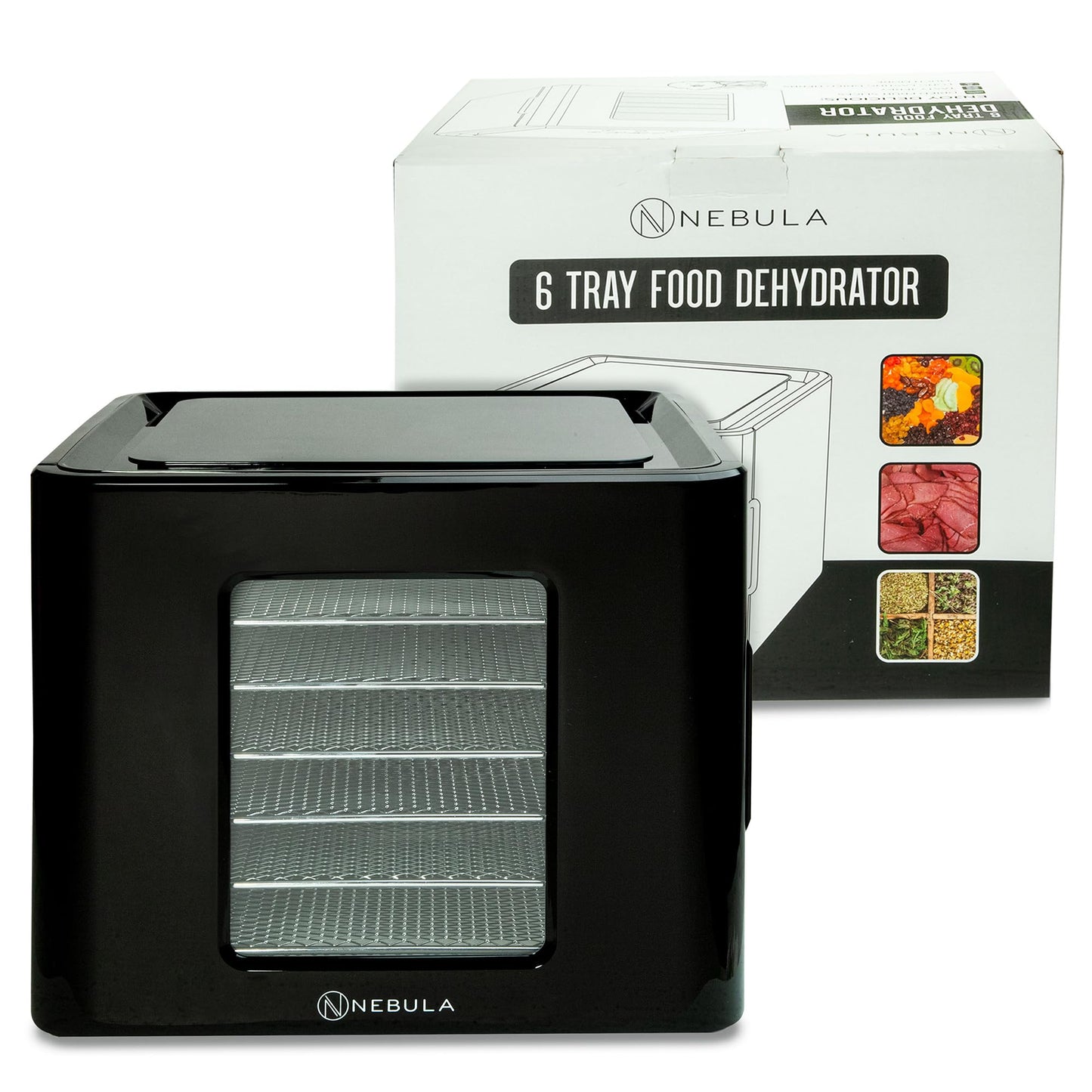 Nebula 450W Round 5 Tray Food Dehydrator | Adjustable Height, 35-70°C Temperature Control, 1-48 Hour Timer, Mesh Trays | Compact & Efficient Drying for Fruits, Vegetables, Meat, Herbs & Snacks