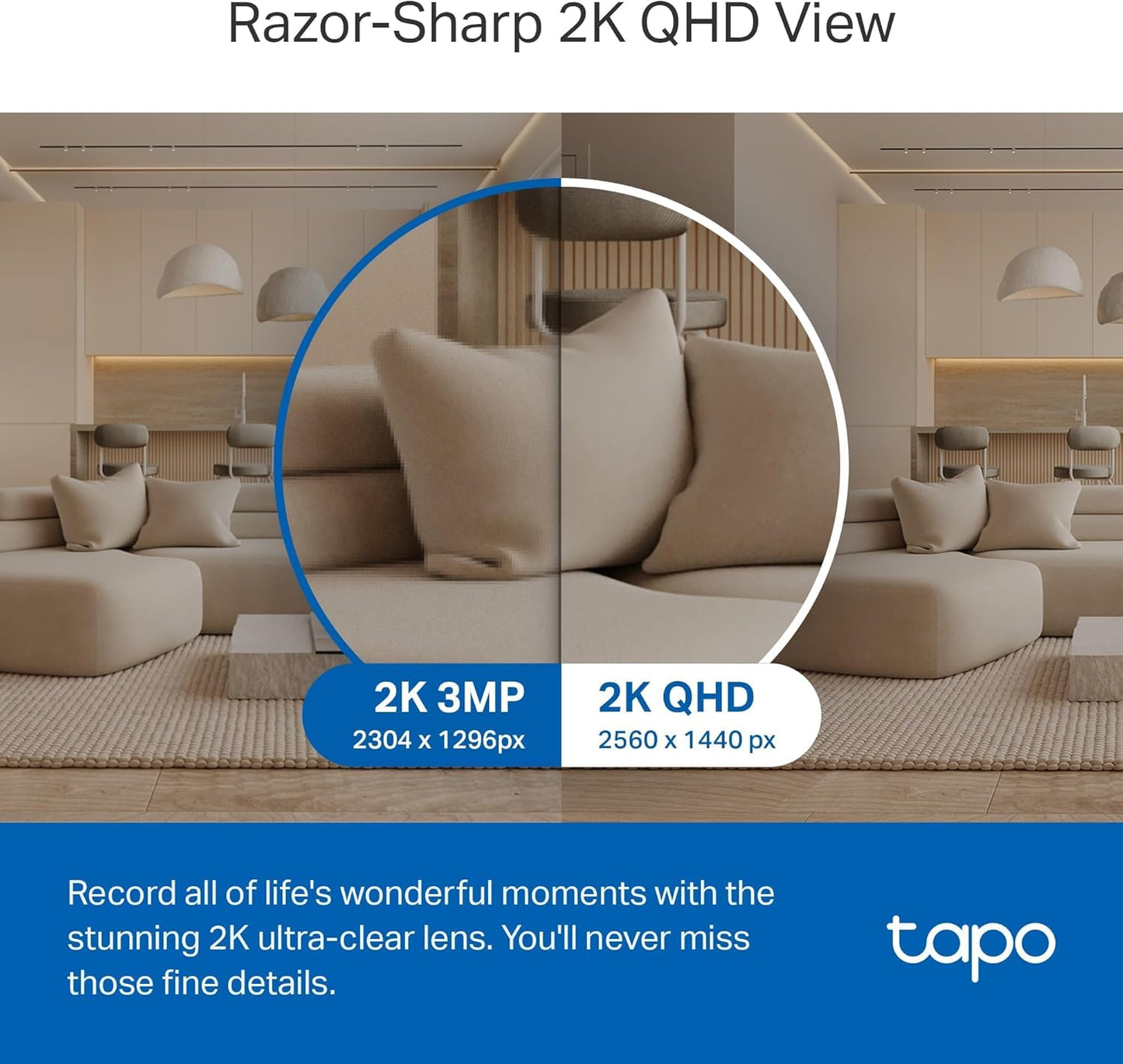 Tapo C211 2K 3MP Pan/Tilt Indoor Camera House Security Camera, WiFi Camera, No Monthly Fee, AI Detection, Dog Camera, Baby Camera Monitor, CCTV, 360° View, Night Vision, Works with Alexa & Google