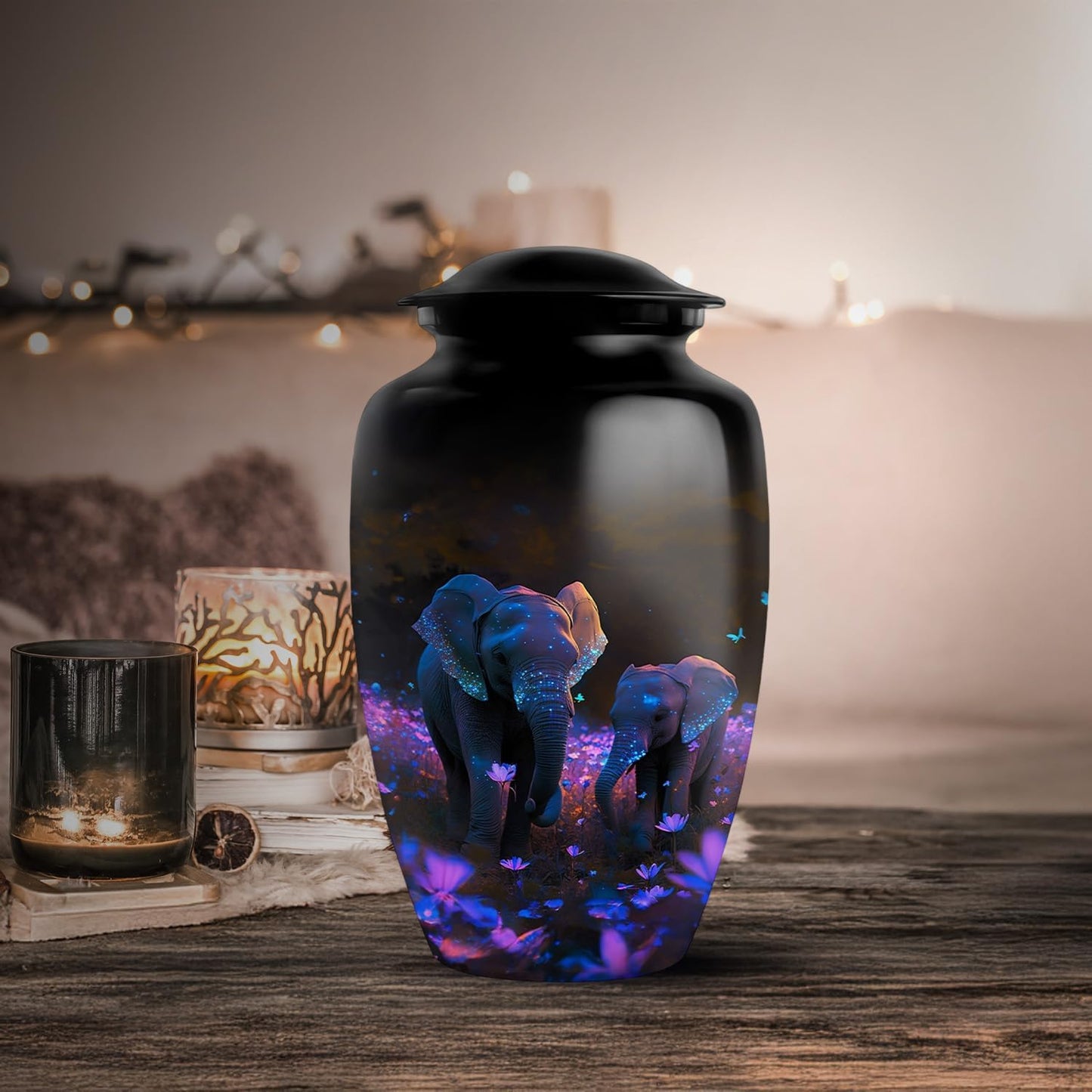 YASUBJAG Dove Urn - Aluminium Cremation Urn for Adults, Multicolor, Birds Pattern, 10 Inch