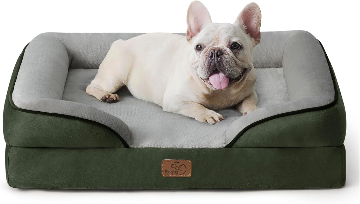 Bedsure Dog Sofa Bed Extra Large - Washable Orthopedic Dog Beds and Couch with Removable Flannel Zipper Cover, XL Plus Waterproof Human Dog Bed for Adults, Squre Pet Bed