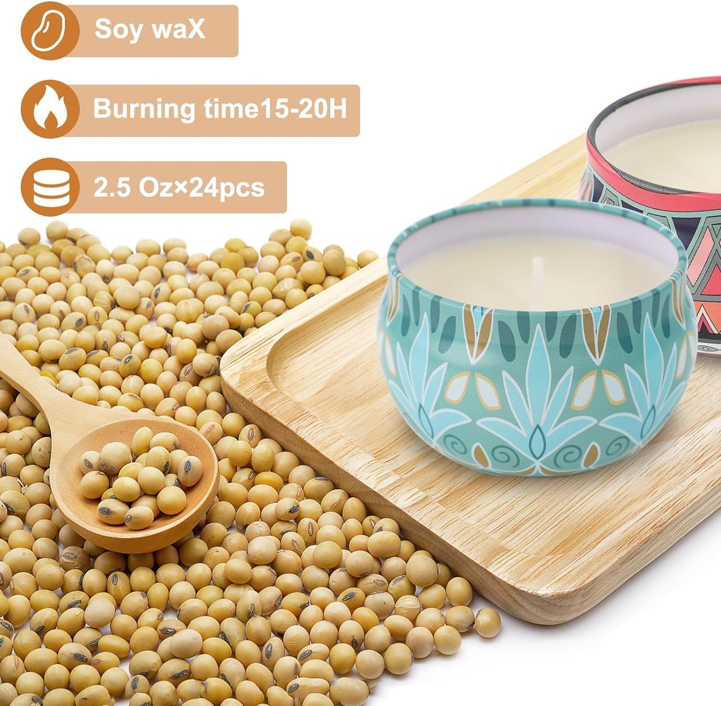 Yinuo Mirror Gifts for Women, 24 x 70 g Scented Candles Gift Set for Women, Soy Wax Aromatherapy Candles for Christmas, Birthday, Mother's Day, Valentine's Day, Bathroom, Yoga