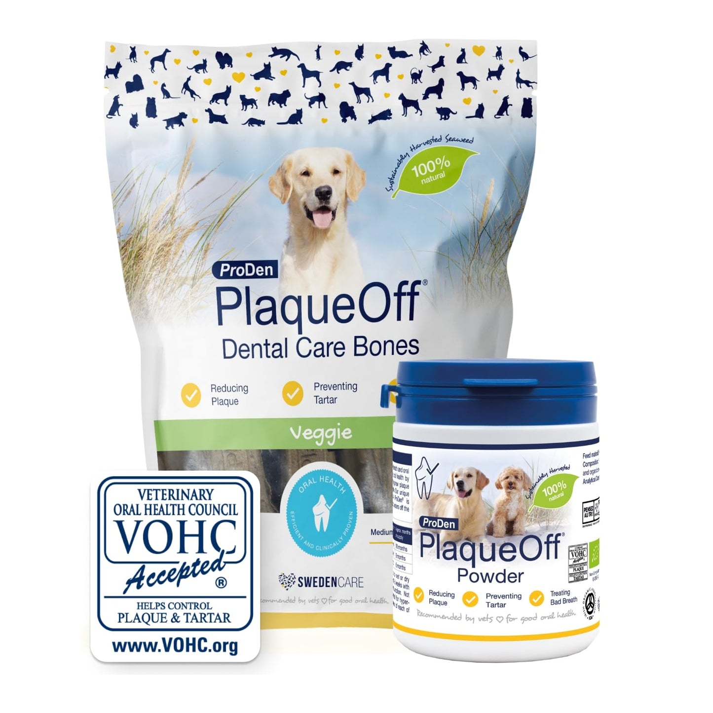 ProDen PlaqueOff Powder for Dogs & Cats, Tartar & Bad Breath Remover with 100% Natural Teeth Plaque Remover 180 g