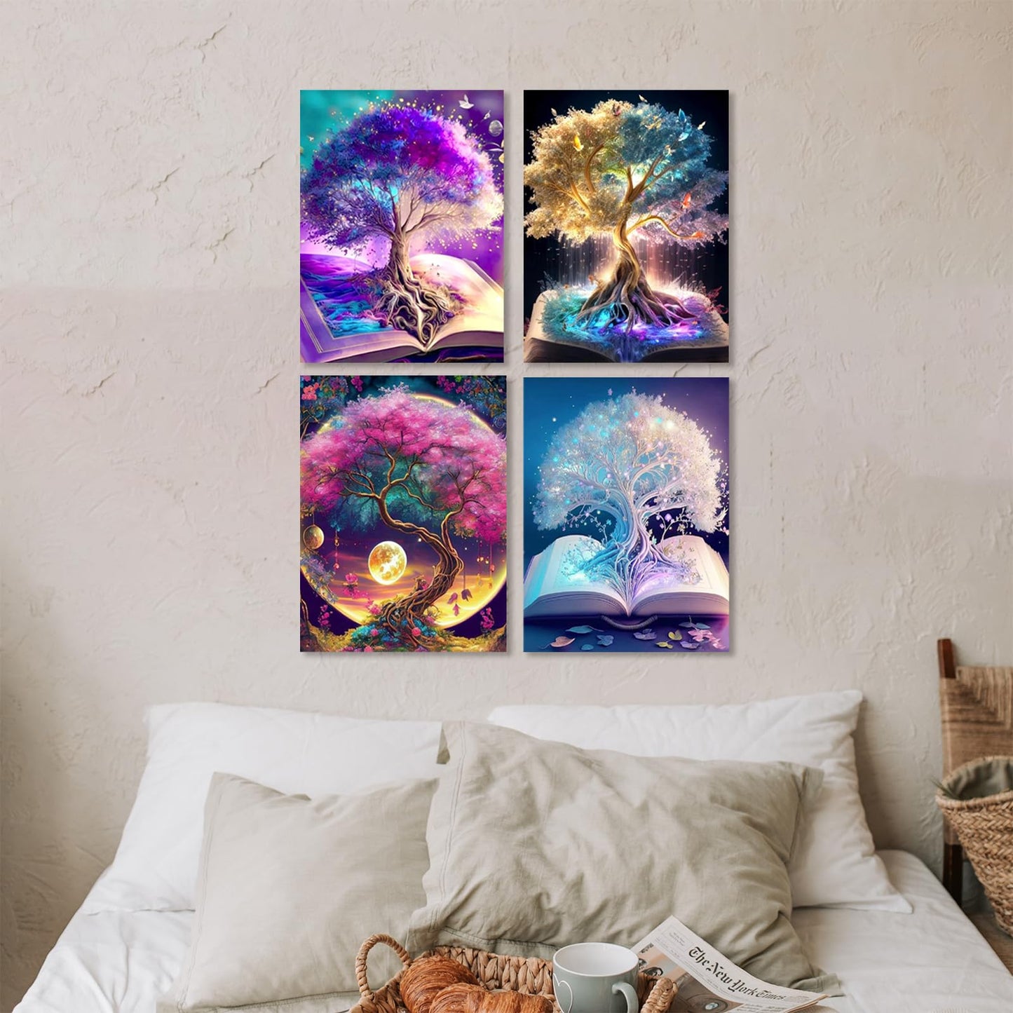 Muzagroo Art 5D Diamond Painting Kits for Adults, DIY Diamond Art Kits for Beginners, Turtle Diamond Dot Kits Gem Arts and Crafts for Living Room, Gem Painting Bedroom 4 PCS Wall Art