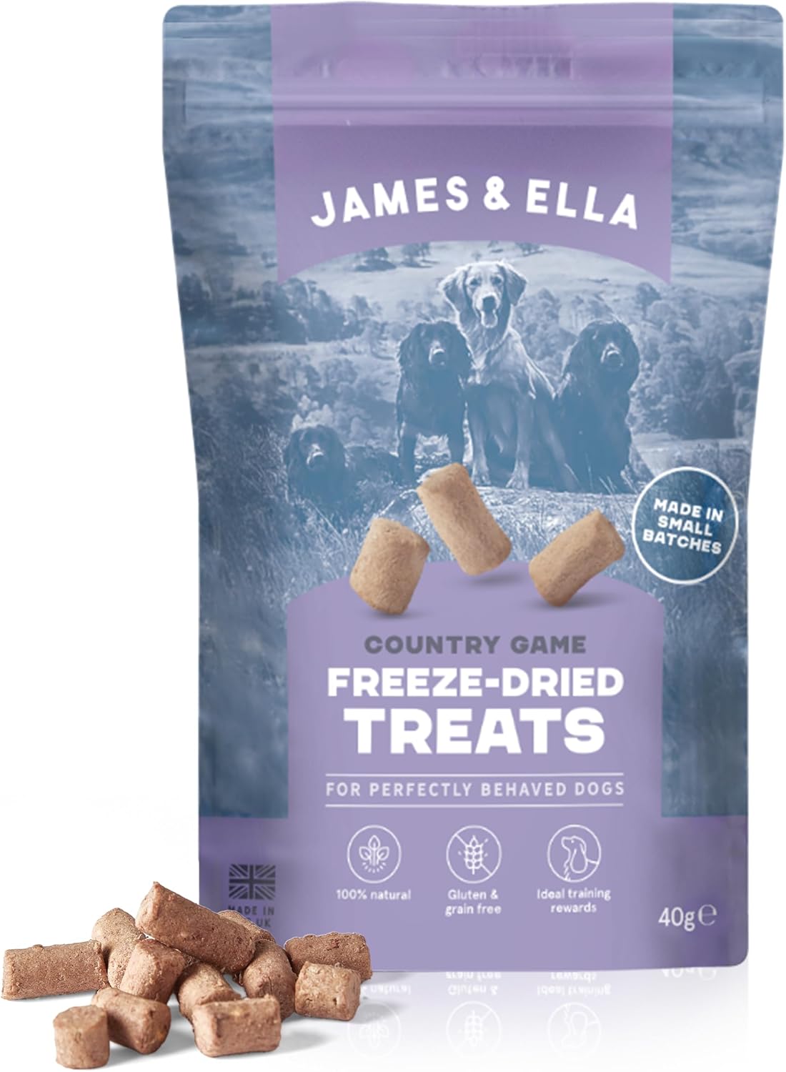James & Ella Freeze-Dried Dog Treats (40g) ❘ Delicious Country Game Freeze-Dried Dog Treats, Packed with Protein, Essential Oils & Minerals for Happy, Healthy Dogs, Lightweight & Gluten Free