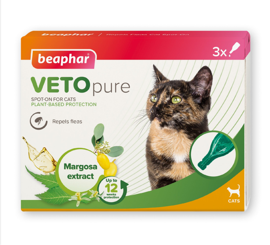 Beaphar Cat VETOpure Spot On Repels Fleas 12 Week 3 pipettes