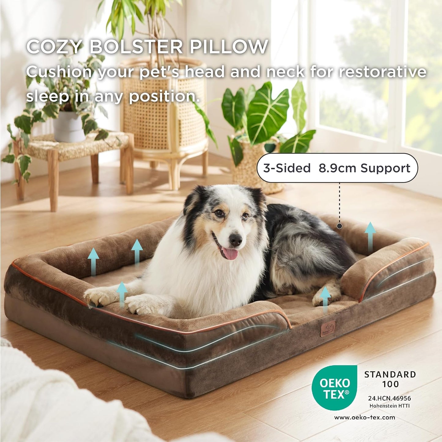 Bedsure Dog Sofa Bed Extra Large - Washable Orthopedic Dog Beds and Couch with Removable Flannel Zipper Cover, XL Plus Waterproof Human Dog Bed for Adults, Squre Pet Bed