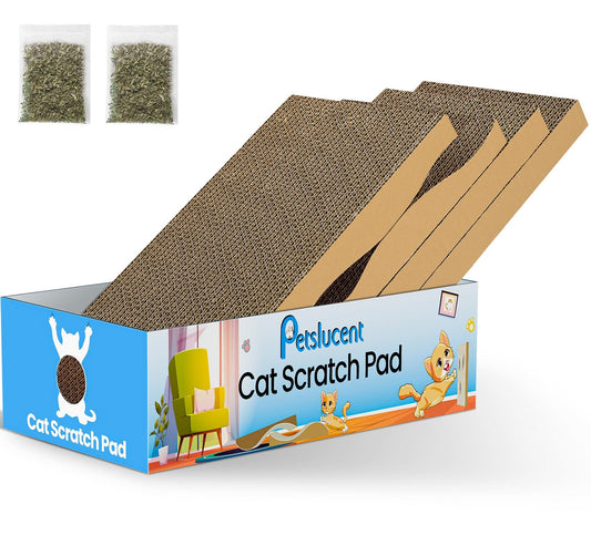 Petslucent Cat Scratcher, 26.8 Inch L Shape Cat Scratching Board with Box, Cat Scratching Cardboard with Ball Toy for Indoor Cats, Large Size