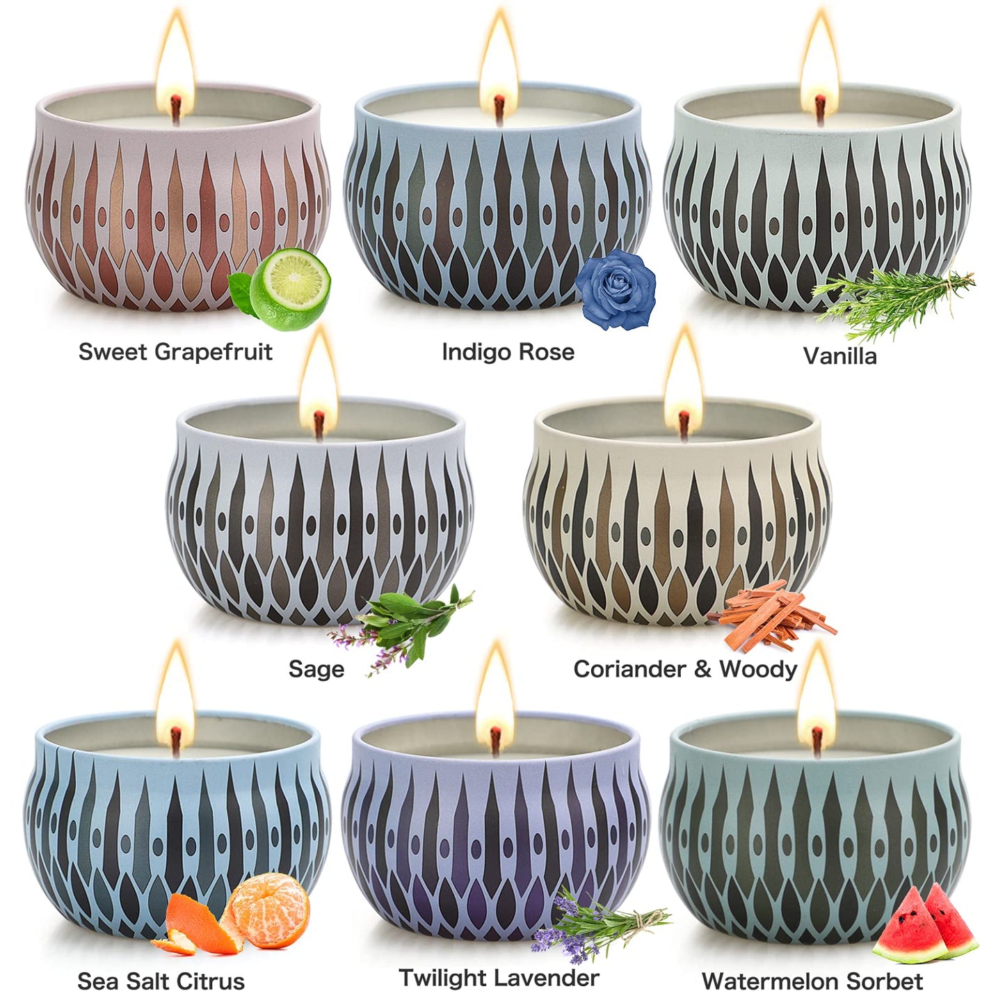 Yinuo Mirror Gifts for Women, 24 x 70 g Scented Candles Gift Set for Women, Soy Wax Aromatherapy Candles for Christmas, Birthday, Mother's Day, Valentine's Day, Bathroom, Yoga