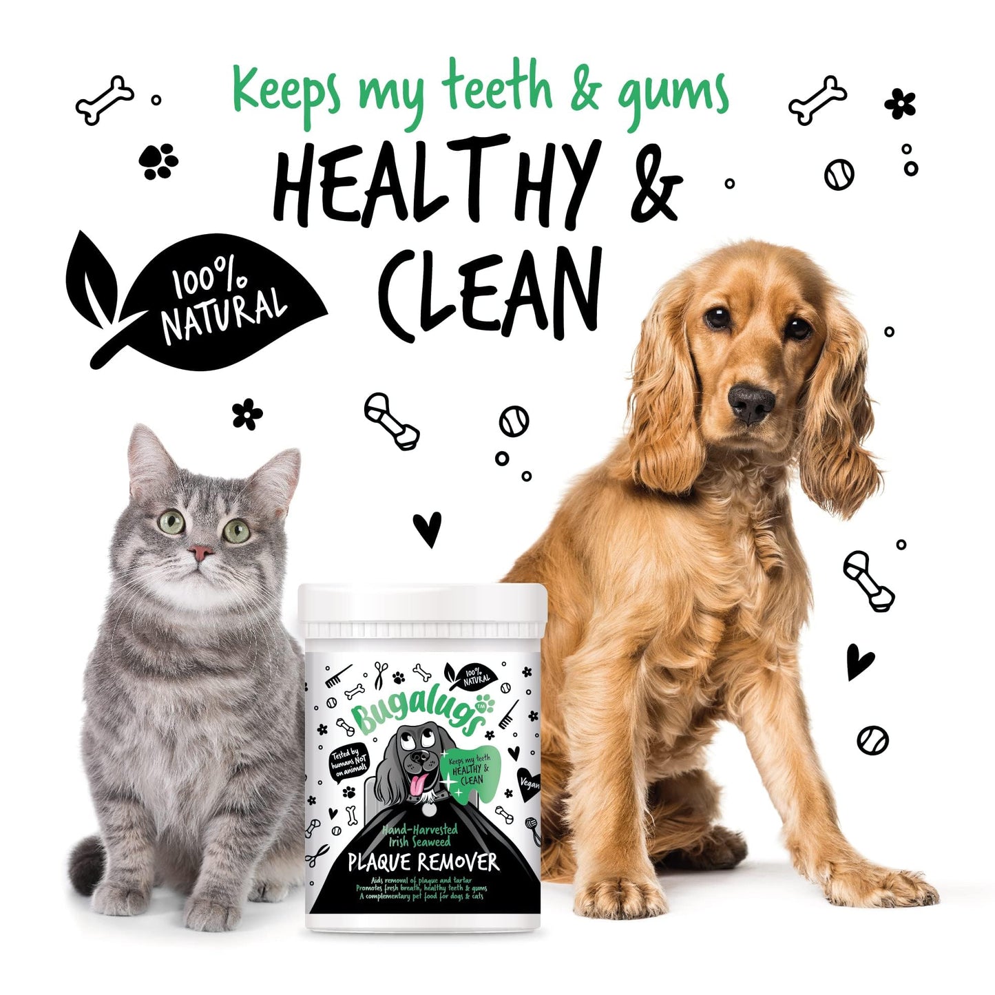 BUGALUGS Plaque Off Remover for Dog 70g Teeth & Bad Breath 100% Natural | Plaque Off Dogs No Need for Dog Toothbrush or Dog Toothpaste | Remove Dog Bad Breath & Plaque Remover for Dogs & Cats (70g)