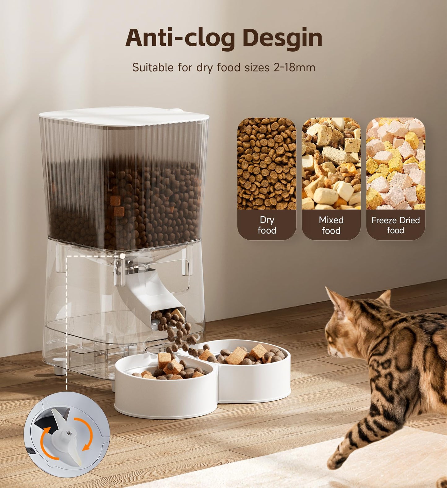 5L Cat Feeder Automatic with Timer, Automatic Cat Feeder, 1-9 Meals Per Day, Cats Food Dispenser with 2 Bowl, Auto Pet Feeder for 2 kittens and Small Dogs, Dual Power Supply     FREE DELIVERY